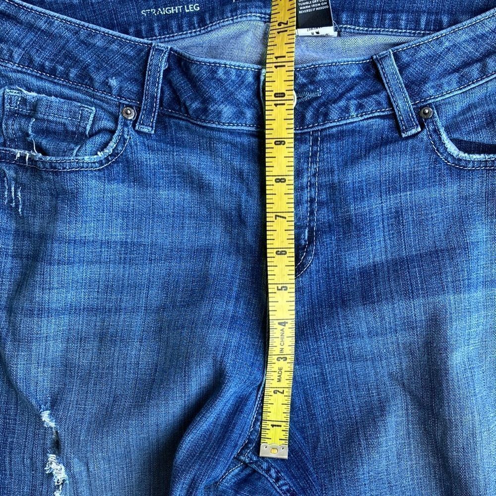 Lane Bryant Distressed Raw Frayed Hem Five Pocket Straight Leg Jeans Size 14 - Picture 12 of 14